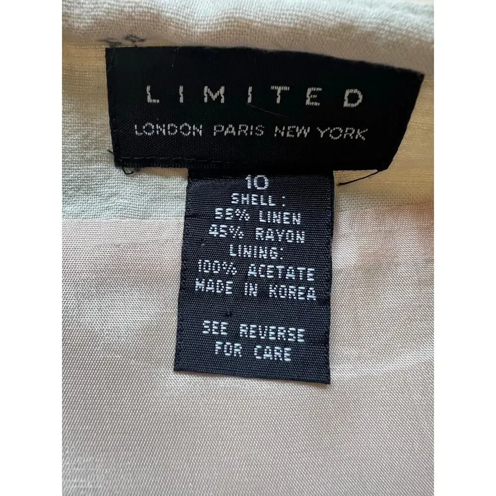 1990s Vintage Limited Wrap Mini Skirt Linen Rayon Button Closure Cream 10 JL - Picture 7 of 9